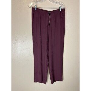 Eileen Fisher S Straight Leg Ankle Pant Fig Purple 100% Silk Lounge Lagenlook